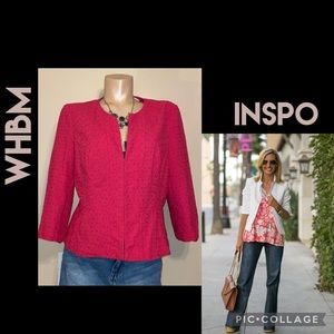 White House Black market WHBM women’s size 14 L blazer suit jacket pink eyelet